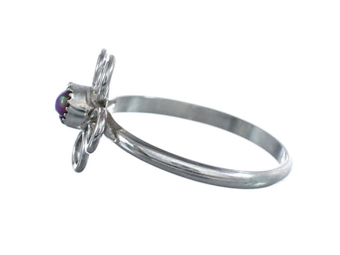 Native American Opal Sterling Silver Flower Ring Size 5 AX125664
